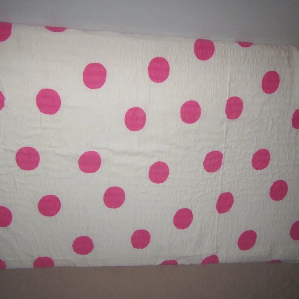 Reversible Euro Pink White Seersucker Strips Dots Cotton Single Duvet Cover